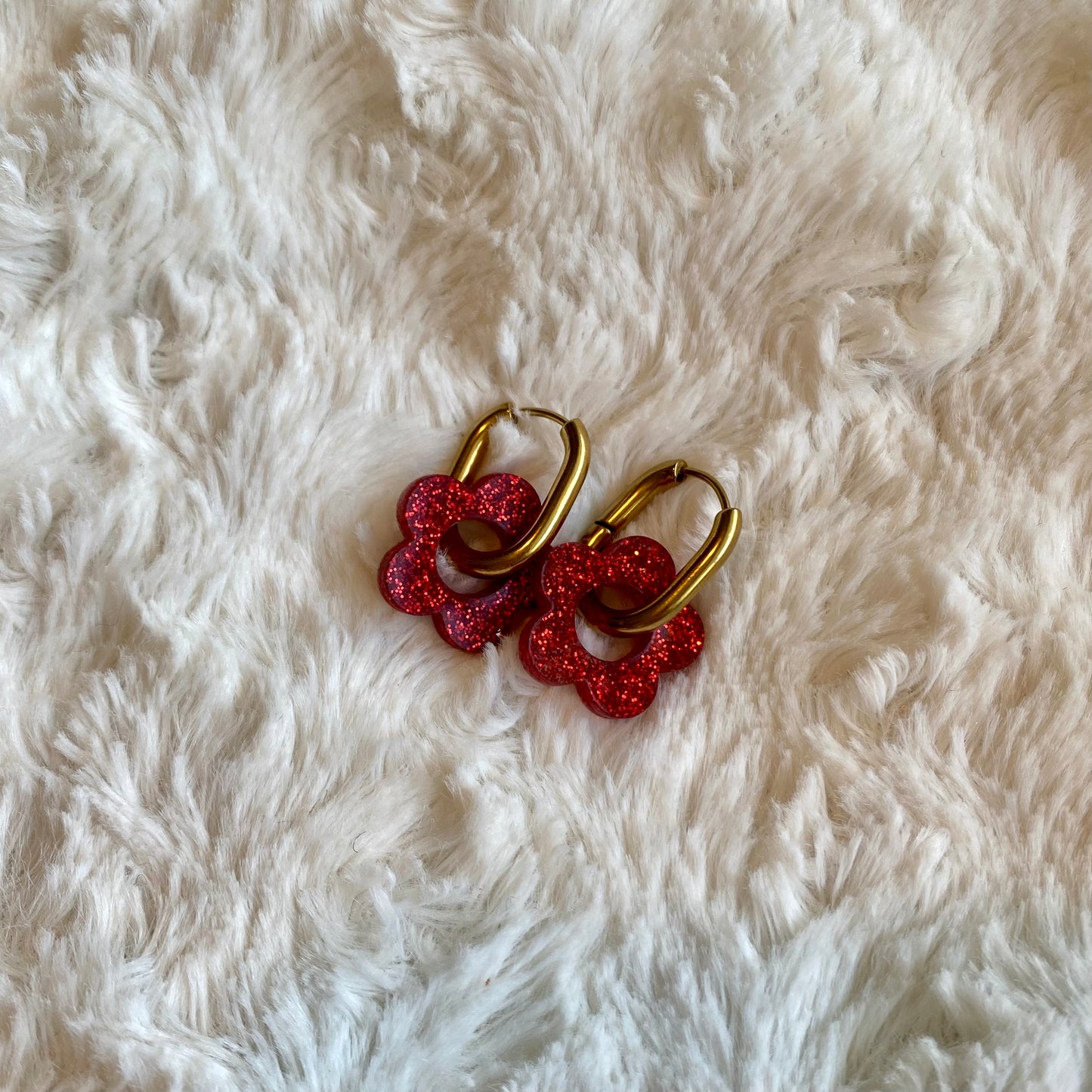 Boucles d’oreilles Camélia - Rouge