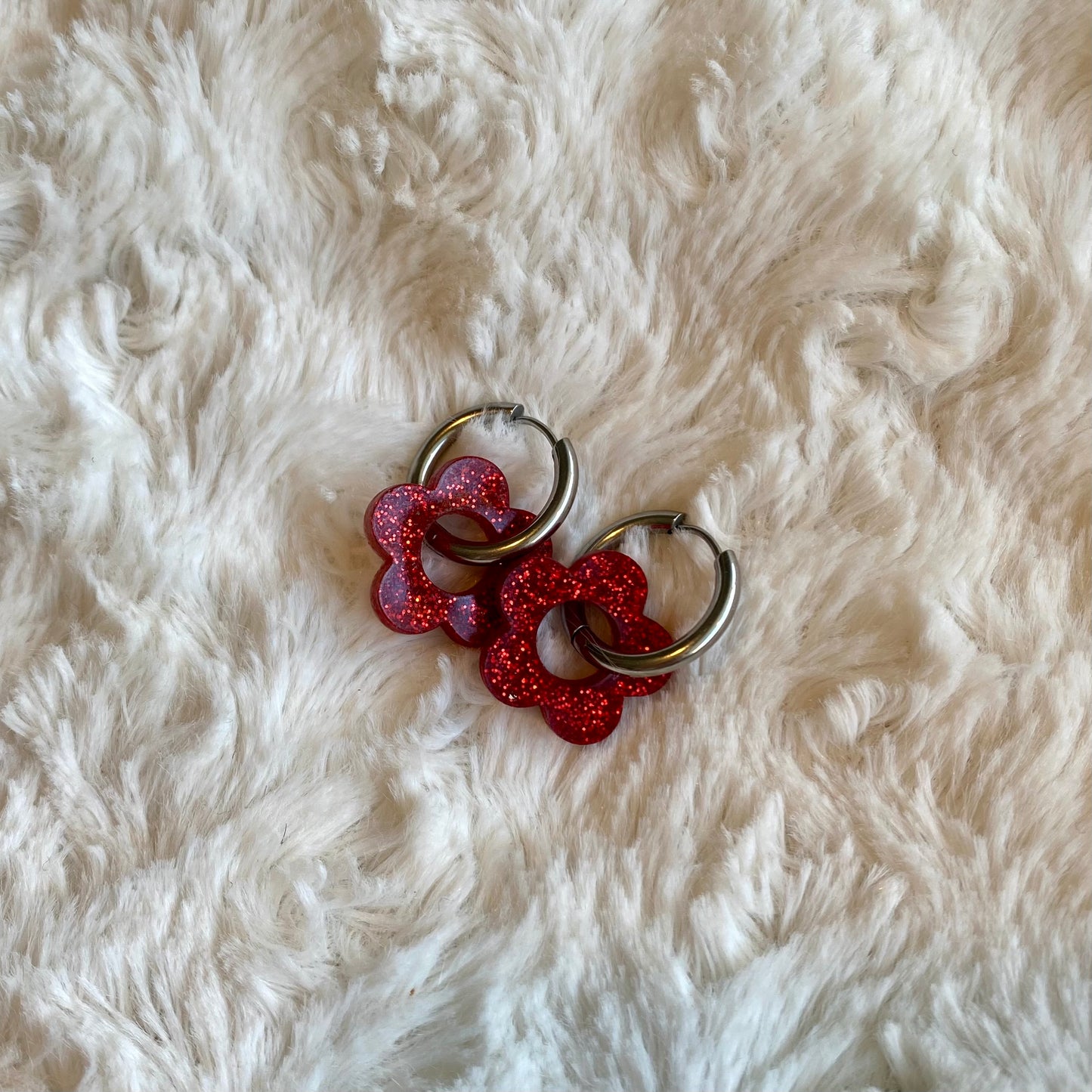 Boucles d’oreilles Camélia - Rouge