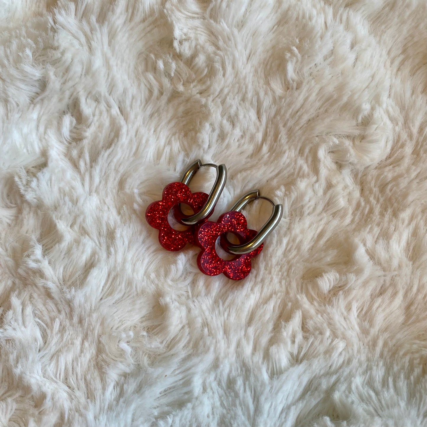 Boucles d’oreilles Camélia - Rouge