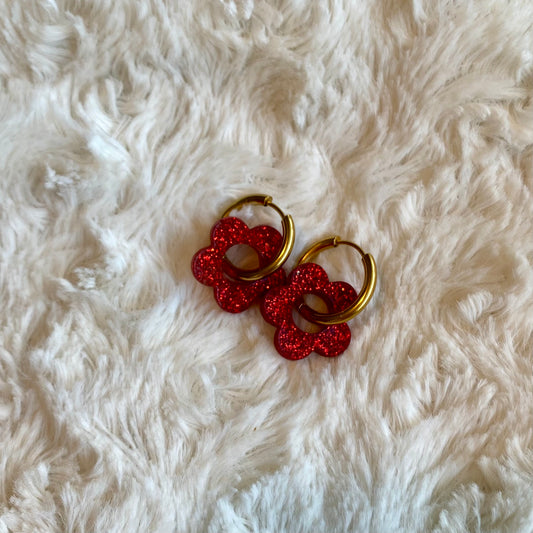 Boucles d’oreilles Camélia - Rouge