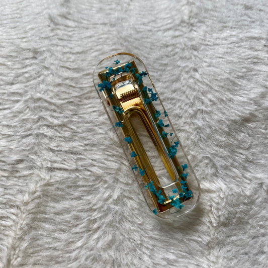 Barrette Œillet bleu rectangle