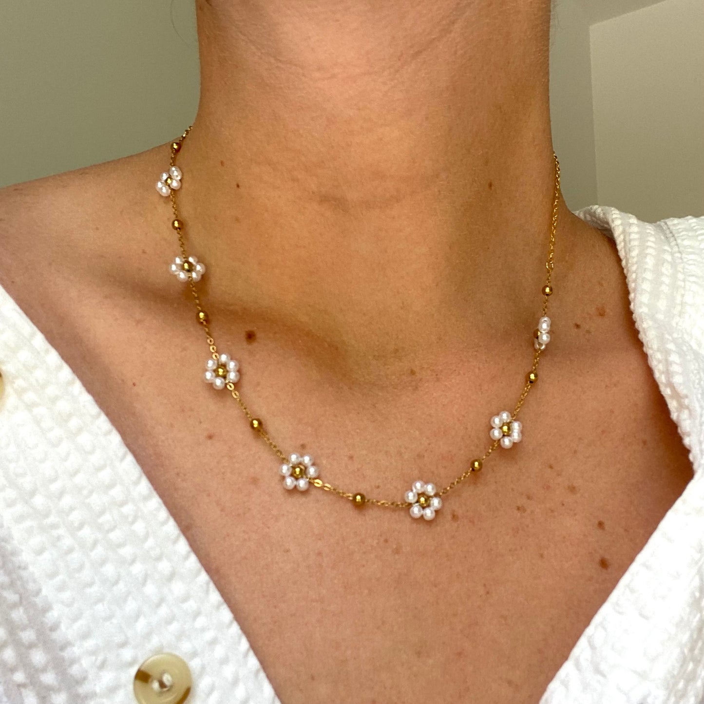 Collier Marguerite - Blanc nacré